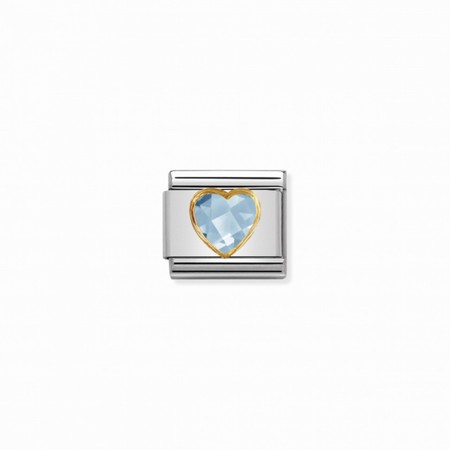 Nomination Gold Light Blue CZ Stone Heart Composable Charm